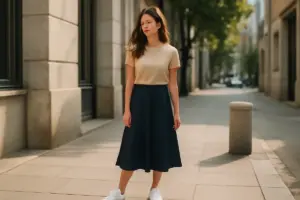 Gonne midi e sneakers: accoppiata vincente che dona un tocco fresco al tuo stile quotidiano