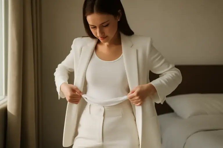 Outfit total white femminile: mosse efficaci per evitare trasparenze e sentirsi sicure